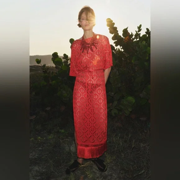 Zara | Dresses | Nwt Zara Long Fringed Open Knit Tunic | Poshmark